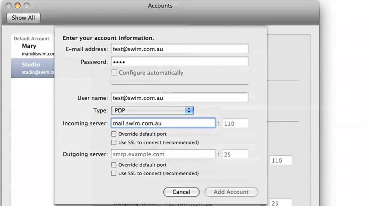 outlook 2011 for mac account settings